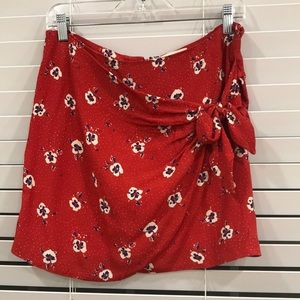 Sézane pacome red floral mini skirt
